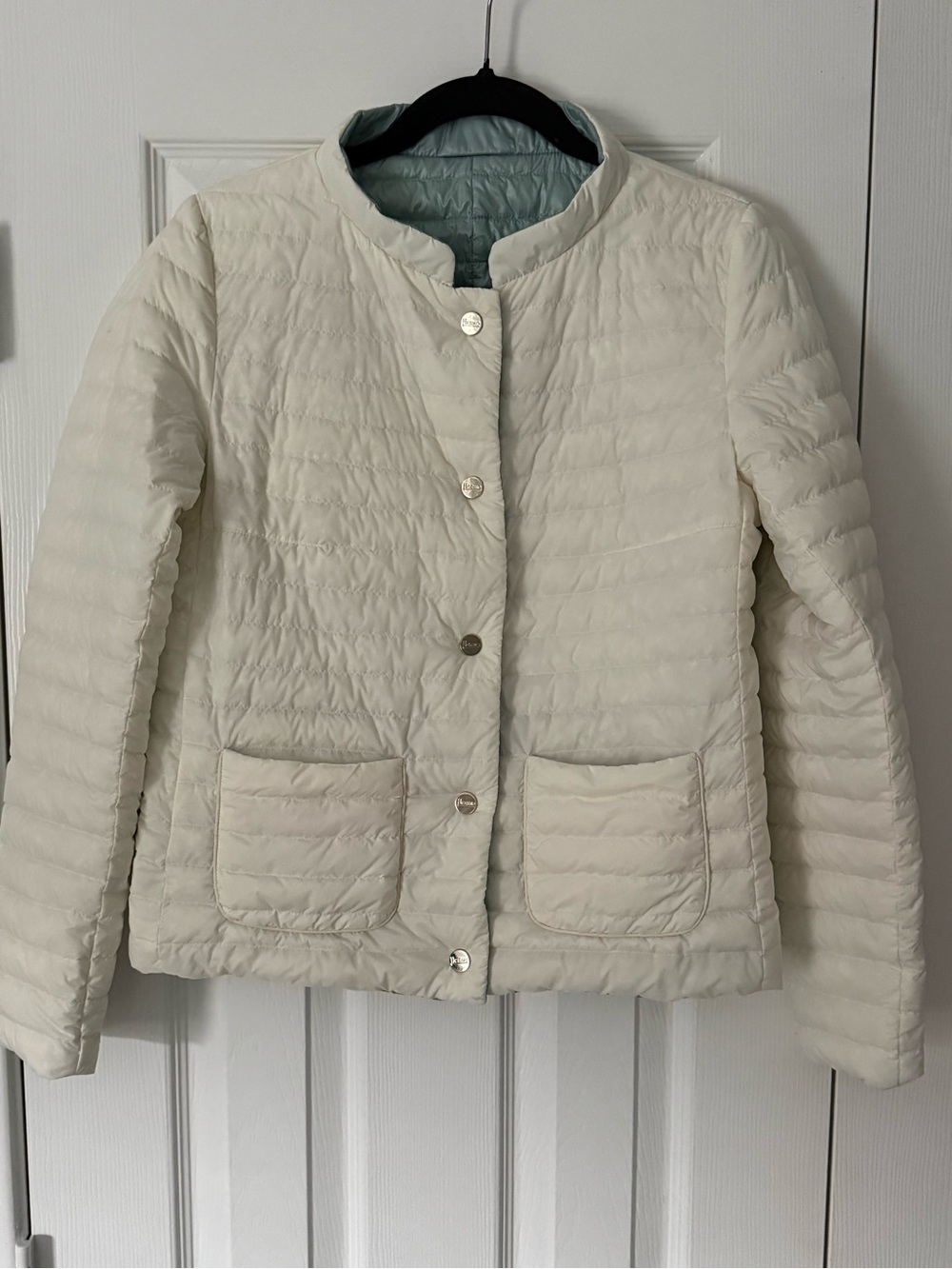 Herno Cream Quilted Reversible Lightweight Puffer Jacket